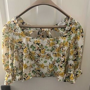 Marshalls Floral Blouse - Yellow, Green, and Black